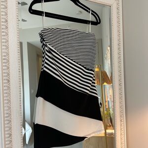 NWT C. Luce Black and White Asymmetrical Dress